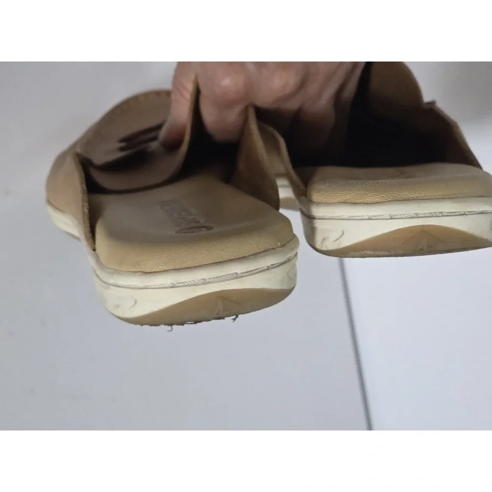 Sperry Womens 8 Mulefish Slip On Tan Leather Boat Mule Flat Shoes Casual